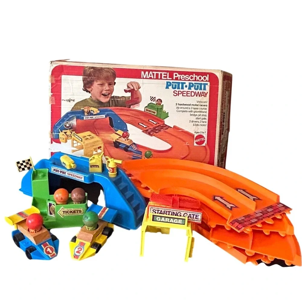 Vintage 1974 Mattel Preschool Putt-Putt Speedway Race Track Set Complete